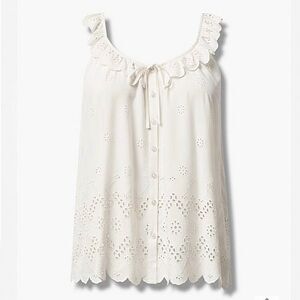 Torrid Ivory Eyelet Ruffle Tie Front Tank Top Sz 2X
